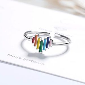 🌈 Trendy Rainbow Heart S925 Ring 🌈